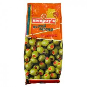 Menguys - Red Pepper Stuffed Olives 150g Menguys - Red Pepper Stuffed Olives 150g